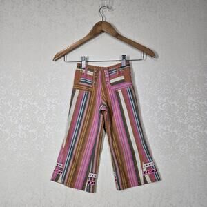 Y2K Oilily Striped Crop Pants Girls sz 4 yrs 104 Retro Boho Designer Kids